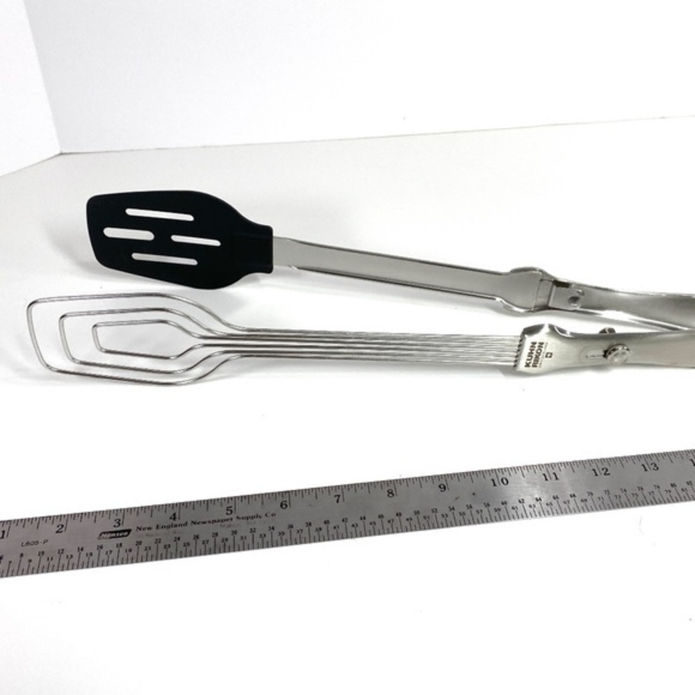 Kuhn Rikon Easy-Lock Non Stick Tongs BBQ Stainless Nylon Turner 16" Switzerland